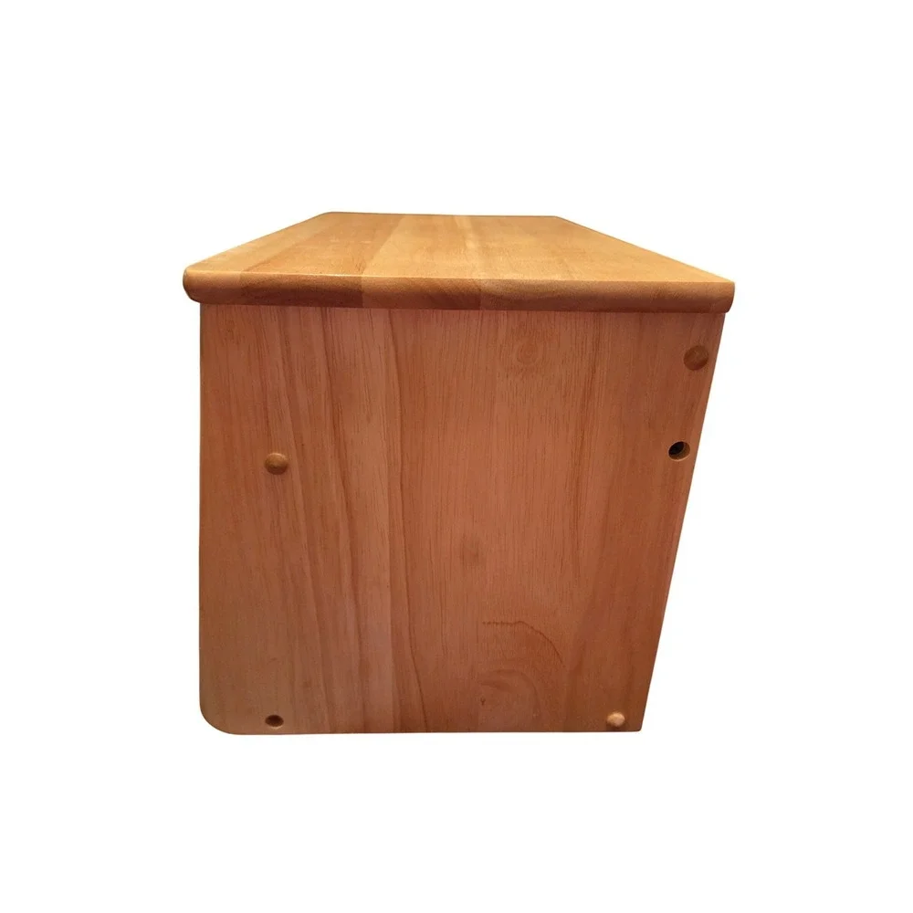Preferred Stock Wooden Bread Box Kitchen Storage Natural Wood Carved Detail